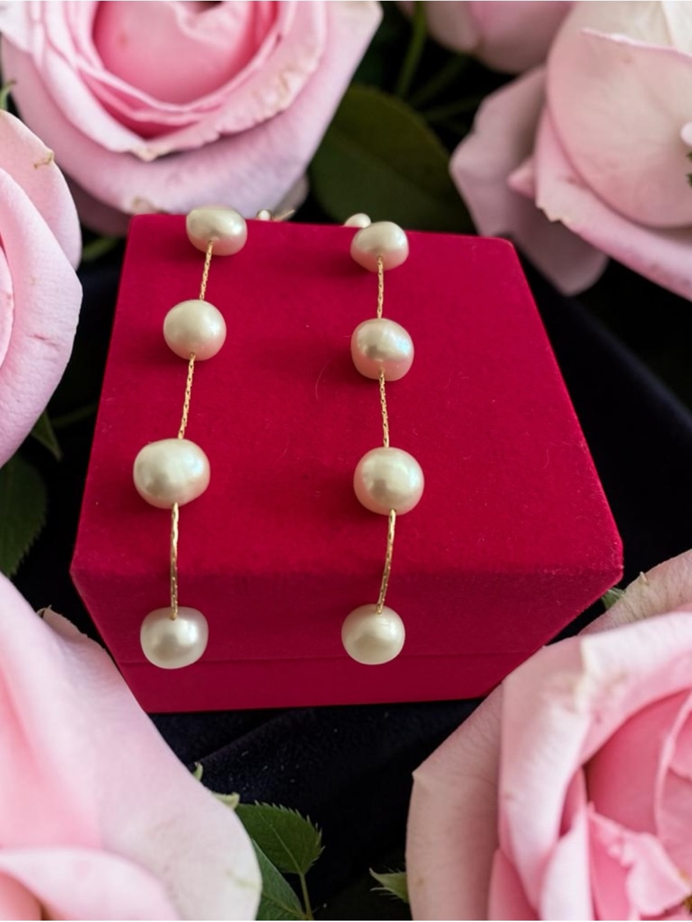 Natasha Couture Pearl Drop Earrings in Ivory and Gold